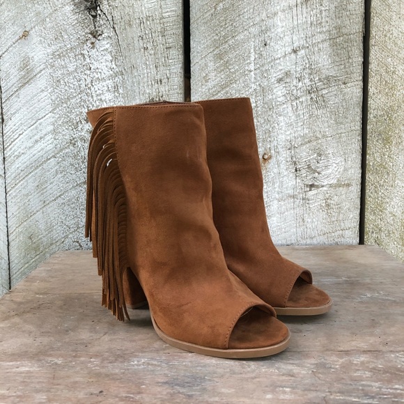 DV by Dolce Vita Shoes - DV | brown fringy peep toe ankle boots